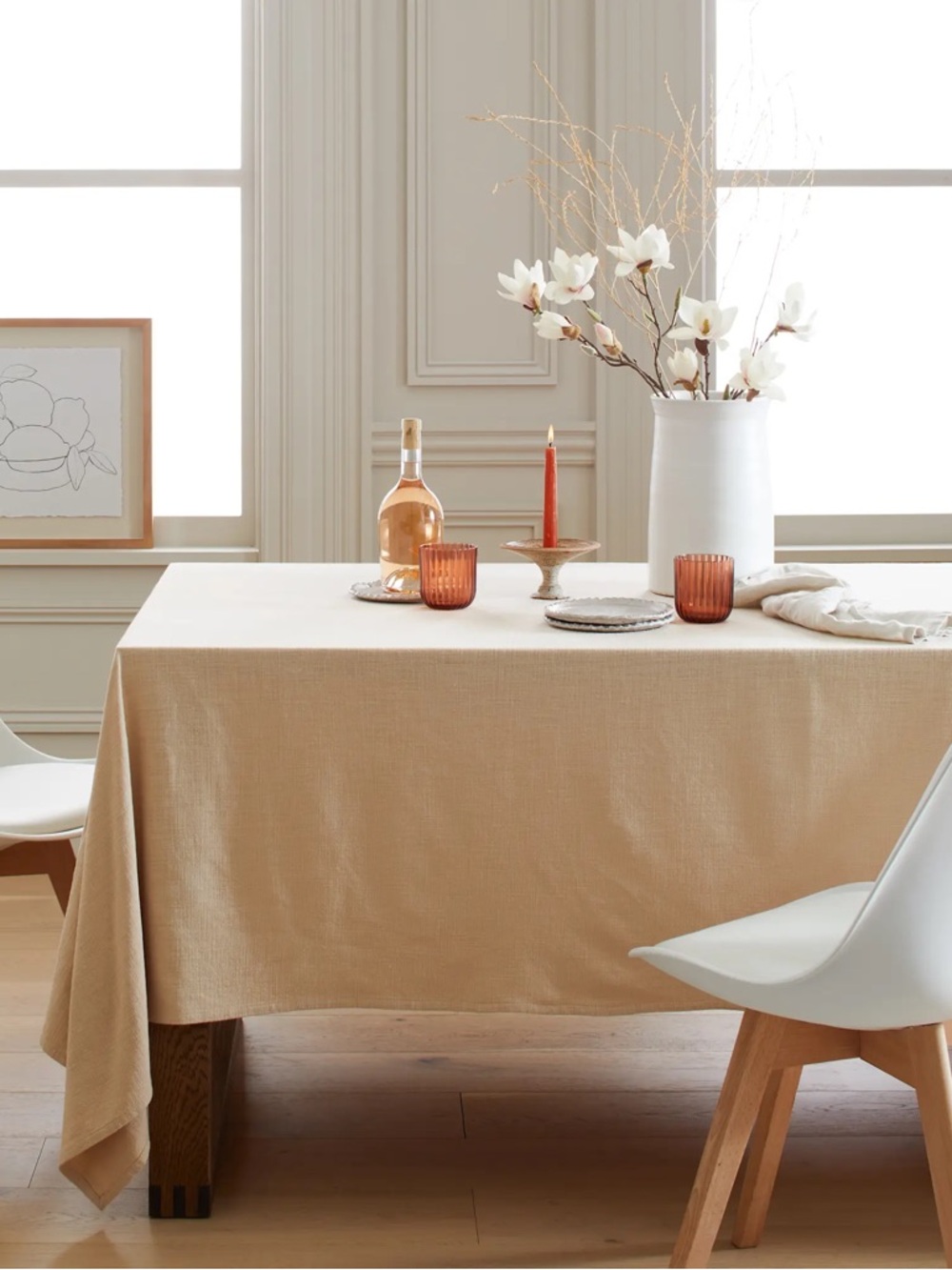 NWT QUINCE 70x108 Organic Cotton Tablecloth Flax 7509